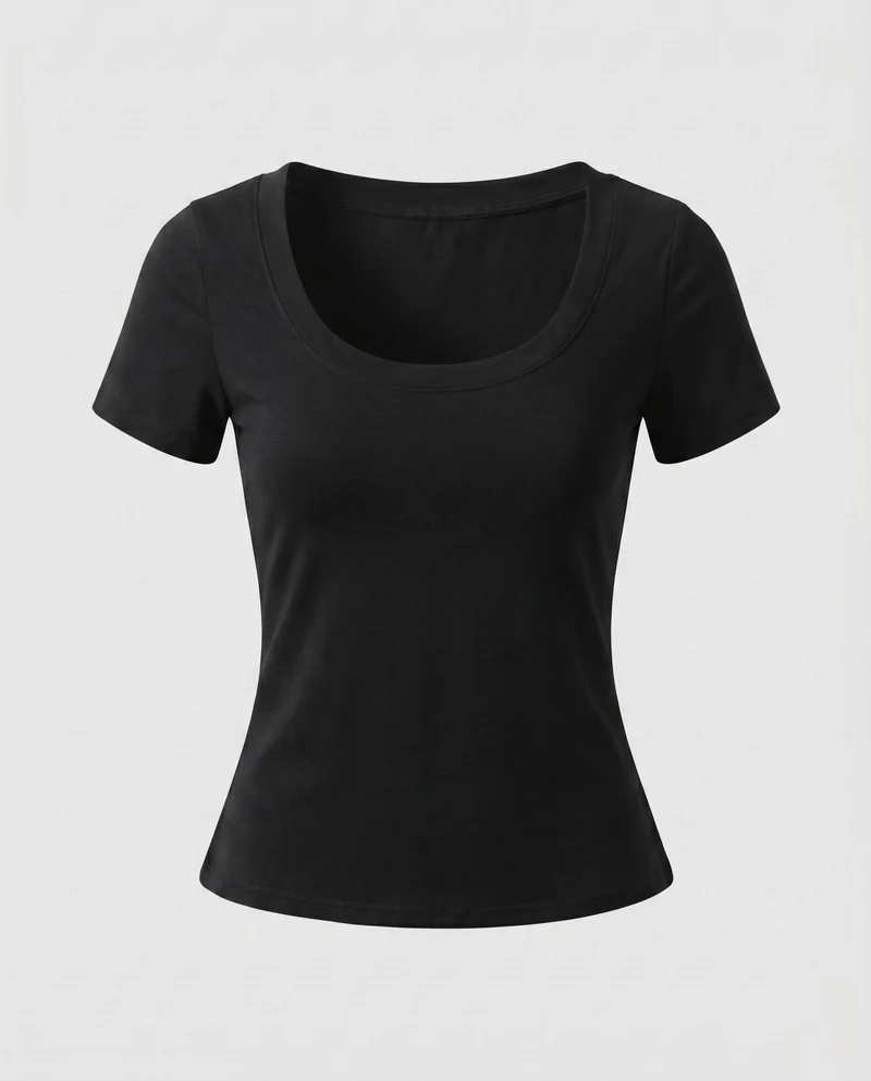 Damen Kurzarm T-Shirt mit weitem Ausschnitt und lässigem Schnitt
