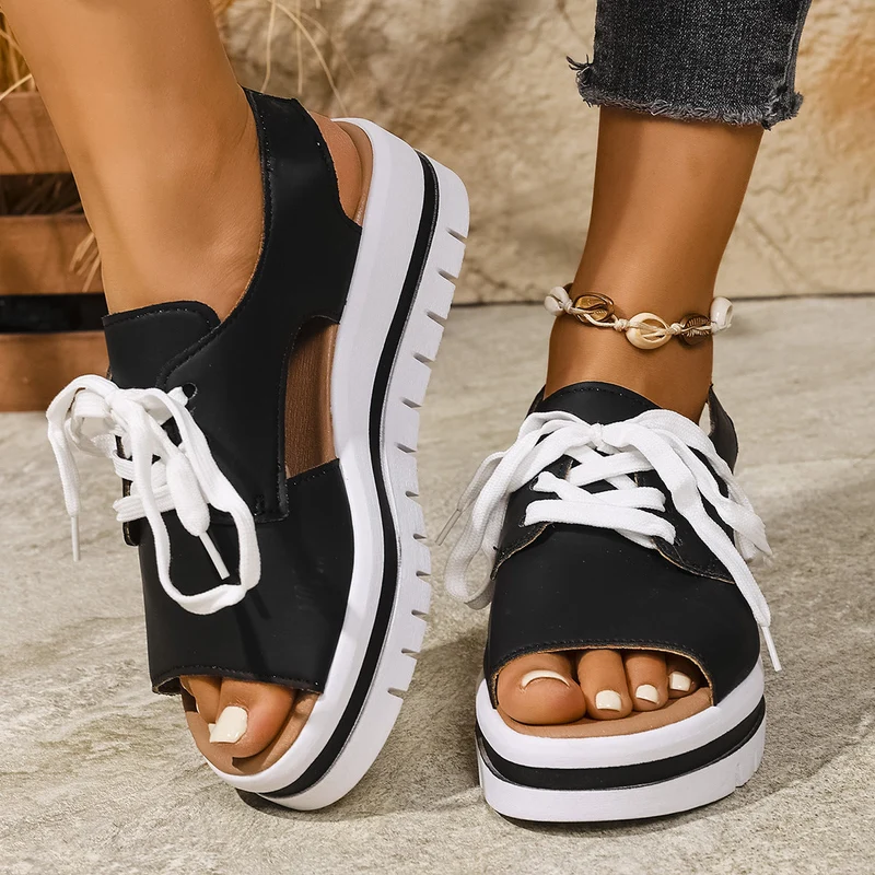 Damen Sneaker-Sandaletten mit offener Zehe und praktischen Schnürsenkeln Nord Taschen