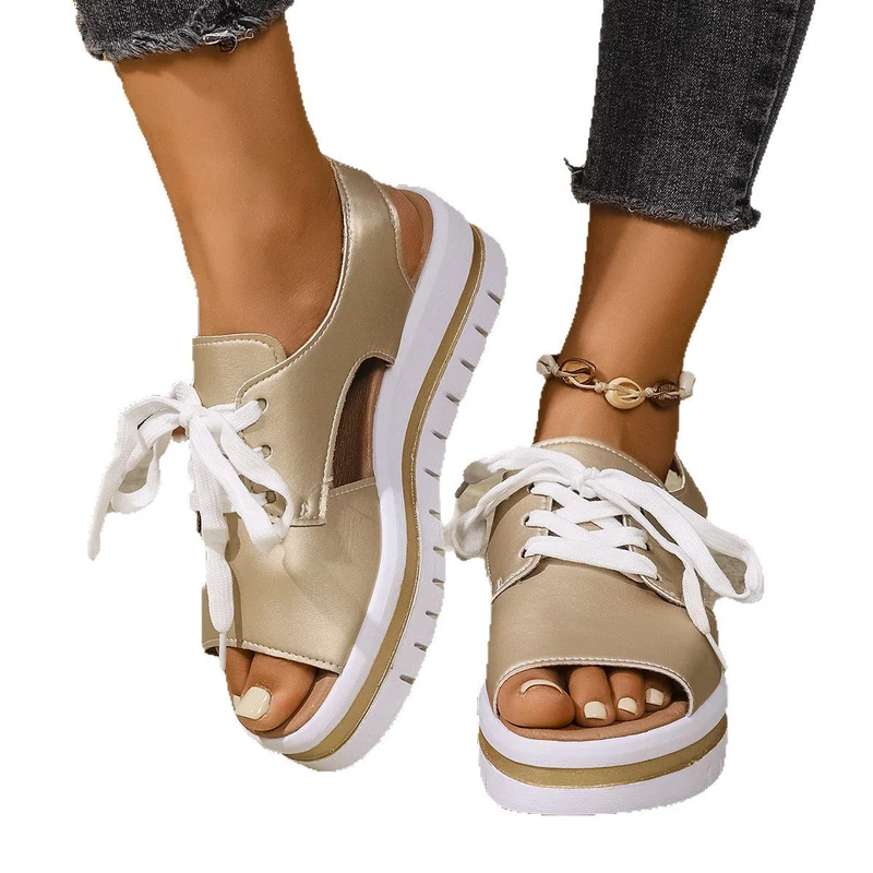 Damen Sneaker-Sandaletten mit offener Zehe und praktischen Schnürsenkeln Nord Taschen