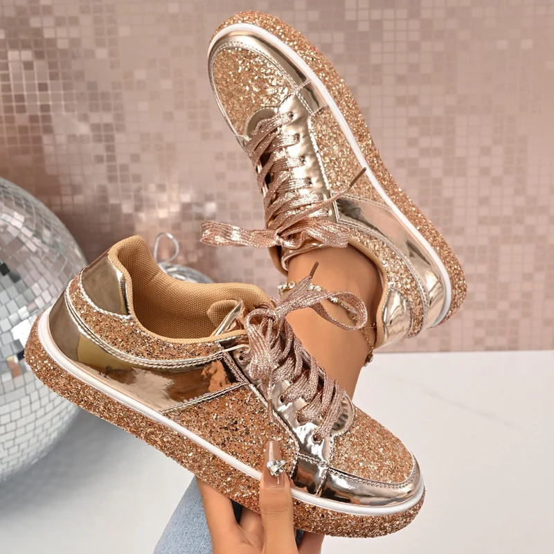 Damen Glitzernde Sneakers mit atmungsaktivem Innenfutter