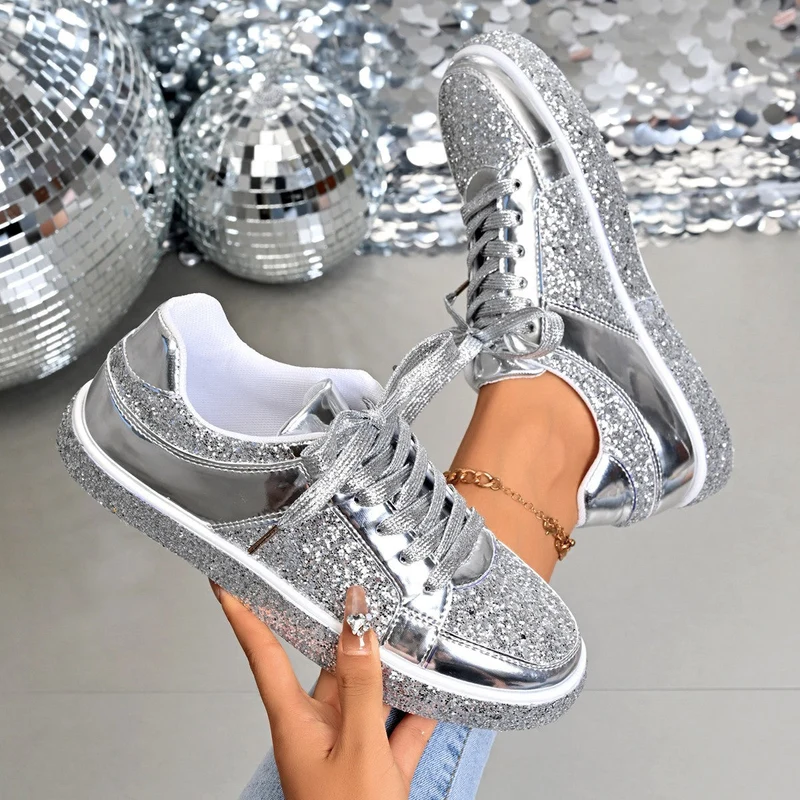 Damen Glitzernde Sneakers mit atmungsaktivem Innenfutter