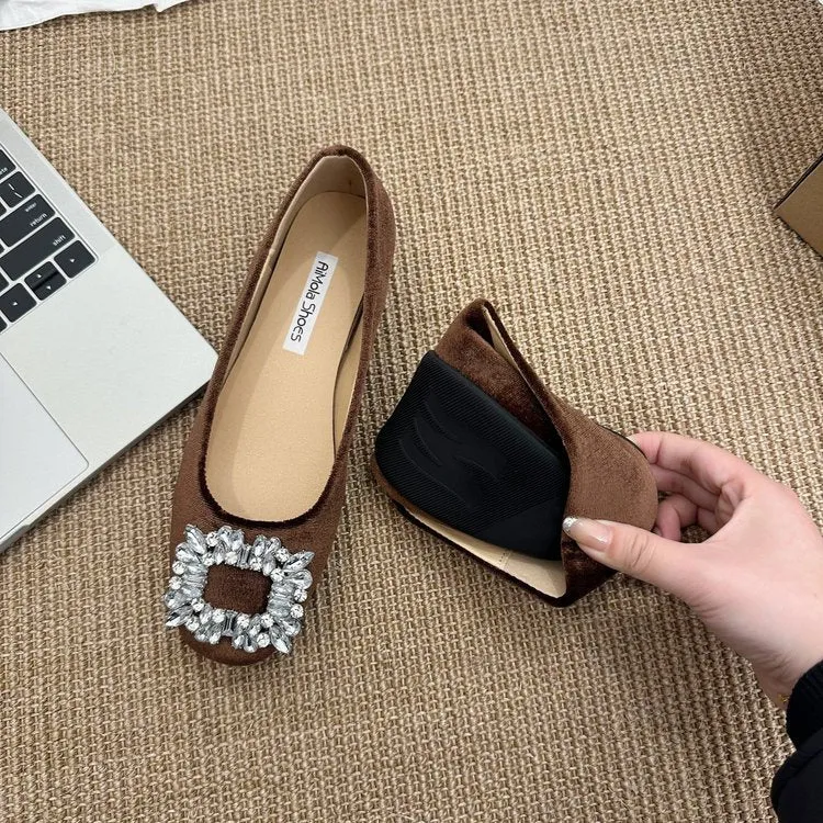 Damen raffinierte Ballerinas mit funkelndem Schmuckdetail und flexiblem Fußbett