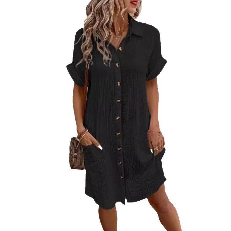 Damen Relaxed Fit Knopfkleid mit praktischen Taschen