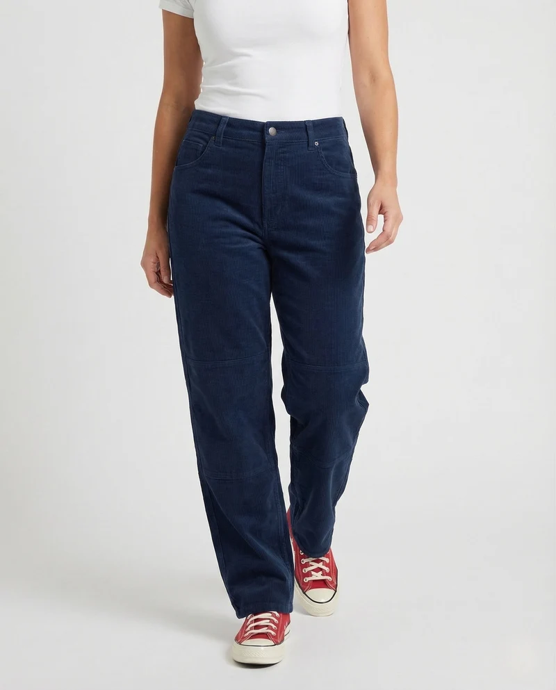 Unisex Weite Cordhose mit Feiner Struktur und Knieabnähern