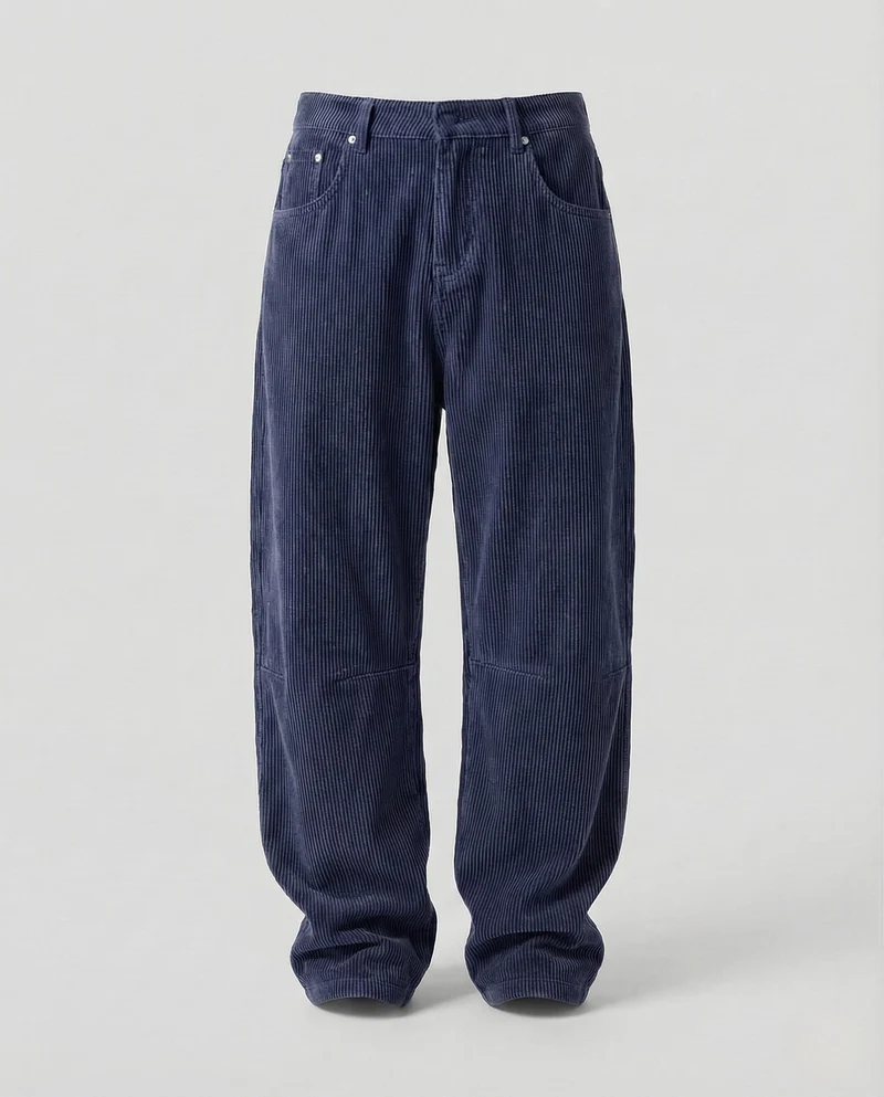 Unisex Weite Cordhose mit Feiner Struktur und Knieabnähern