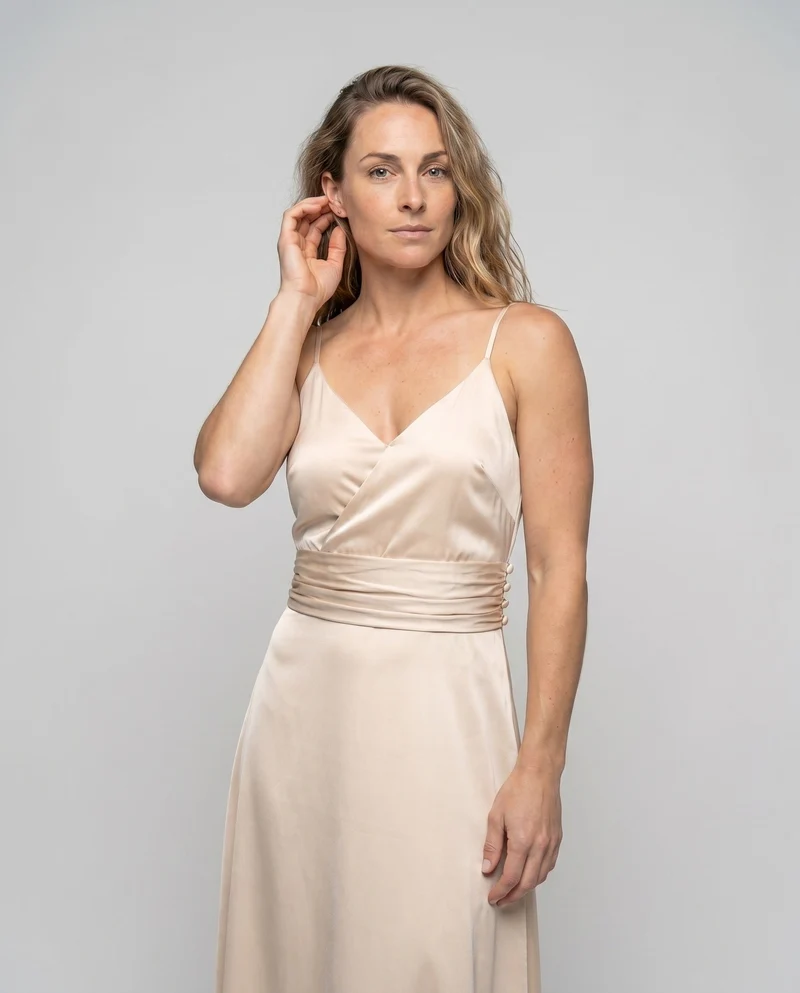 Damen Maxikleid mit spaghettiträger und elegantem Wickelverschluss