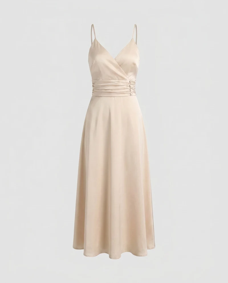 Damen Maxikleid mit spaghettiträger und elegantem Wickelverschluss