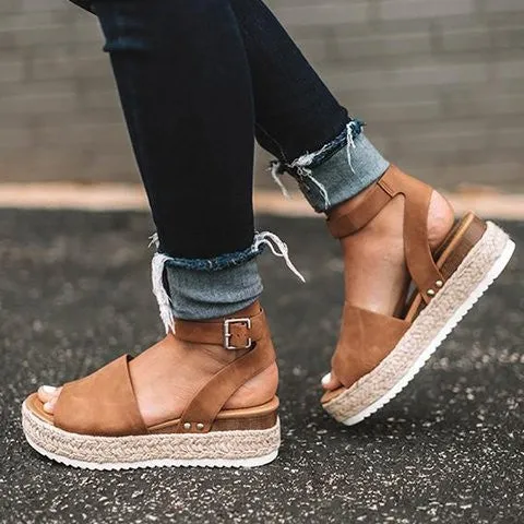 Damen Plateau-Sandalen mit verstellbarem Riemen