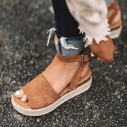Damen Plateau-Sandalen mit verstellbarem Riemen