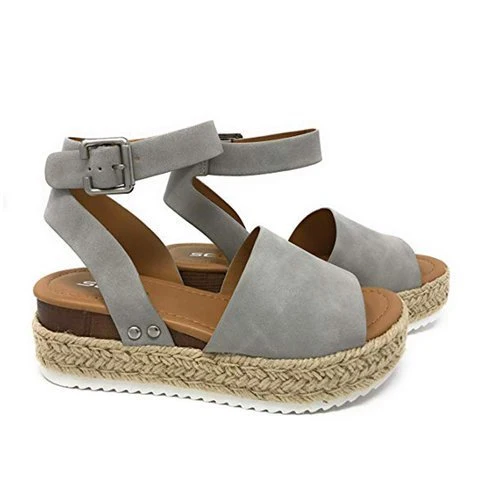 Damen Plateau-Sandalen mit verstellbarem Riemen