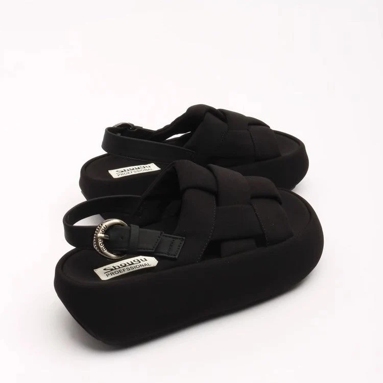 Damen modische Plateau-Sandalen mit elegantem Kreuzriemen und komfortablem Fußbett