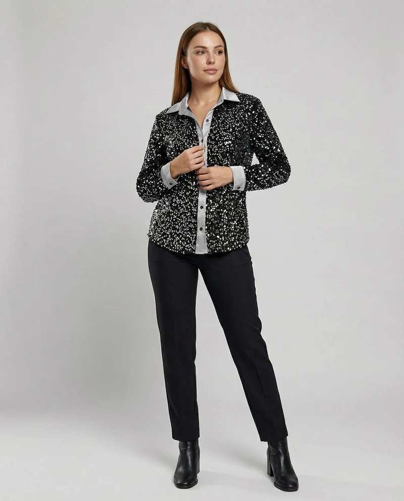 Glitzernde Damen Paillettenbluse
