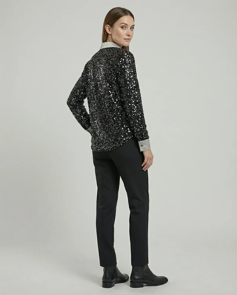 Glitzernde Damen Paillettenbluse