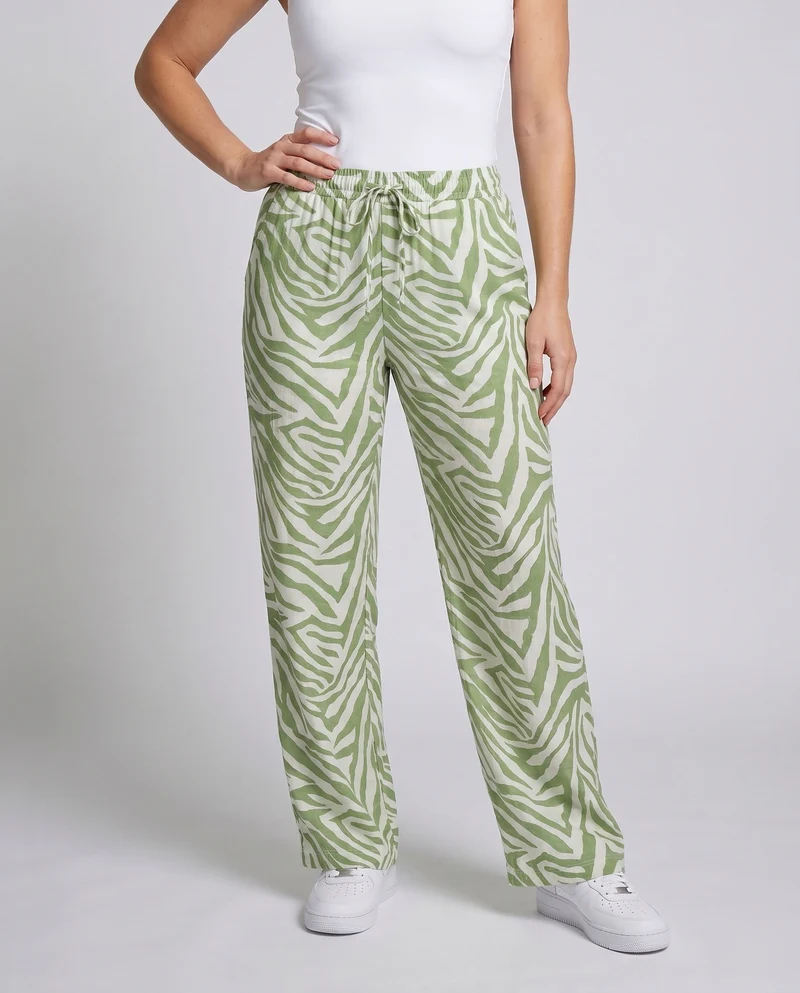 Damen Weite Strandhose mit elastischem Bund und ZNord Taschenra-Print Nord Taschen