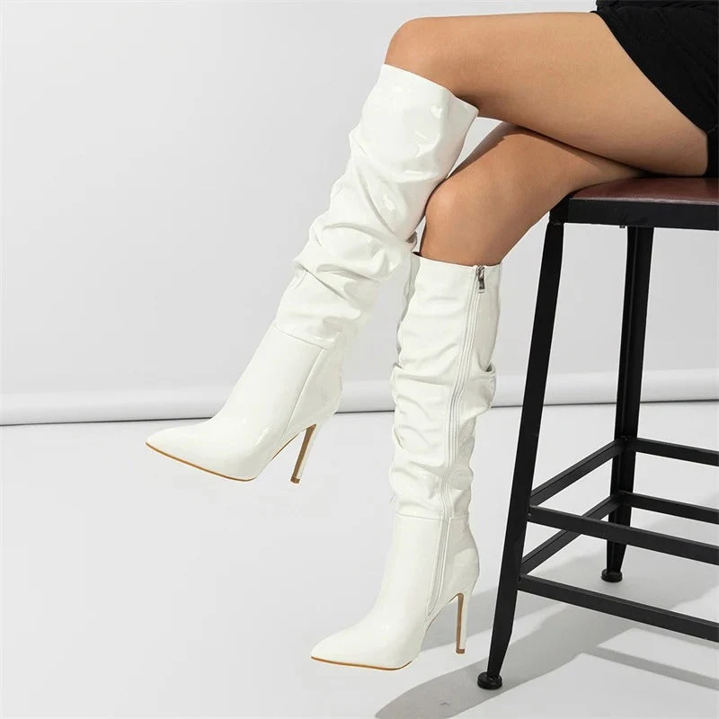 Frauen Über-den-Knie Stiefel Leder Stil