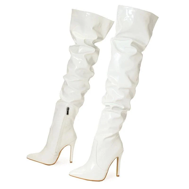 Frauen Über-den-Knie Stiefel Leder Stil