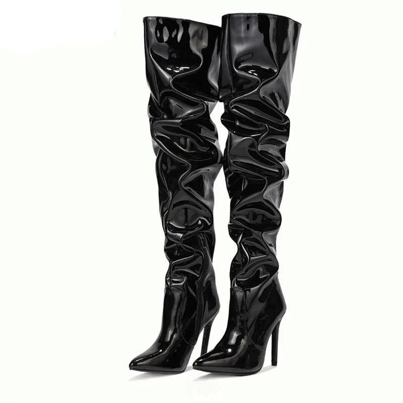 Frauen Über-den-Knie Stiefel Leder Stil