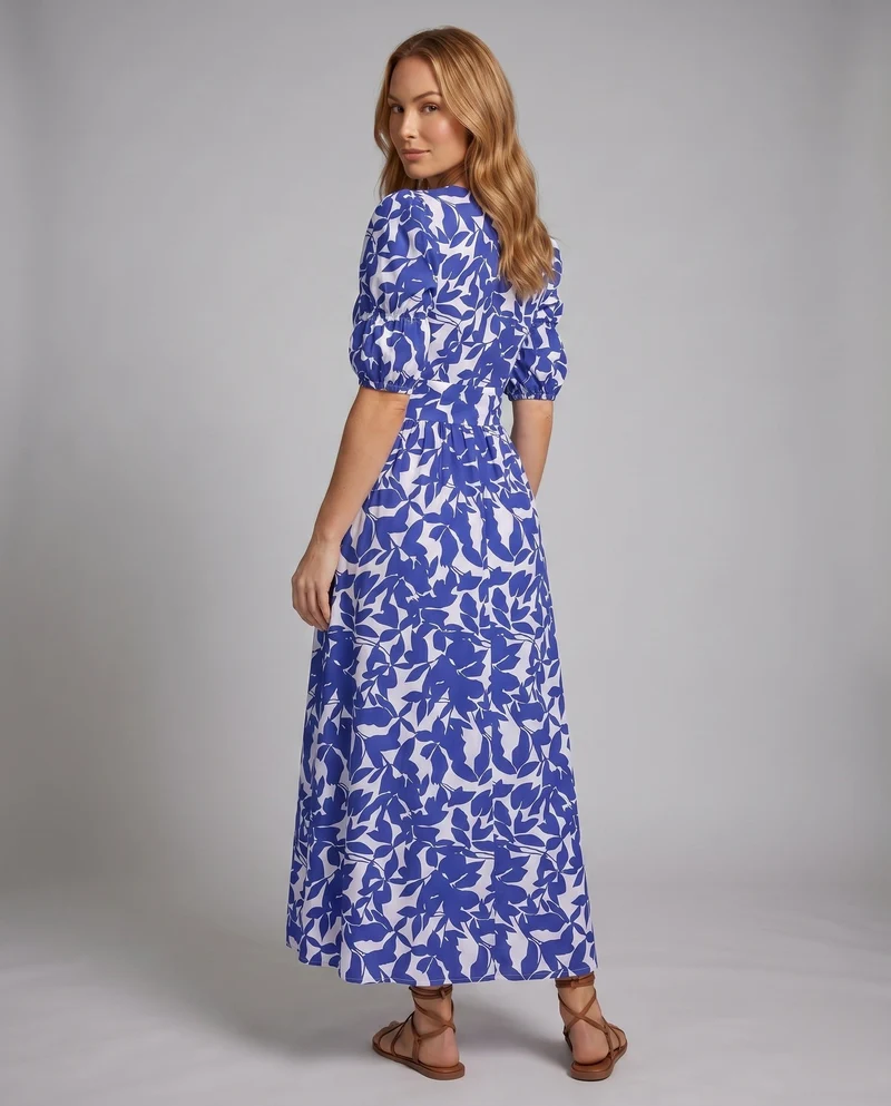 Damen Maxikleid mit floralem Muster und elegantem Schlitz