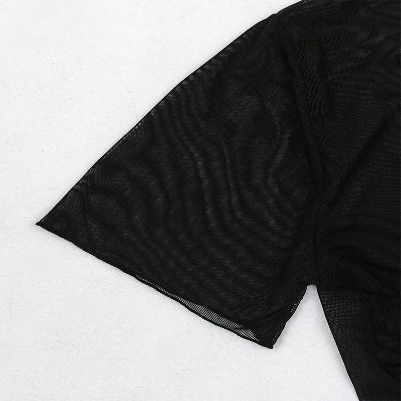 Damen Transparente Kurzarm Bluse