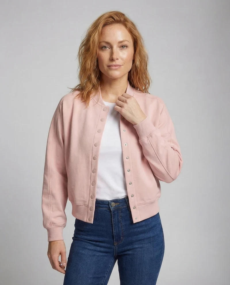 Damen Sweatjacke Bomber Kurz