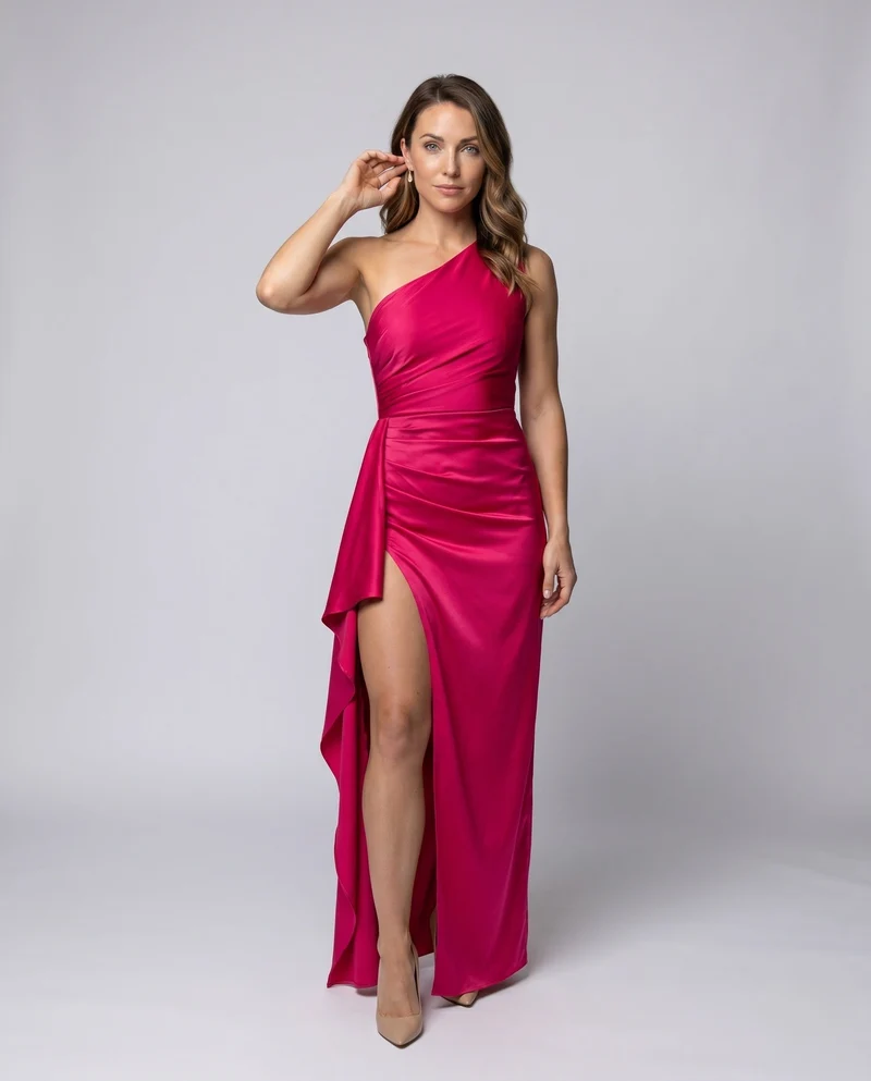 Damen Elegantes und figurbetontes Abendkleid mit asymmetrischem Schnitt