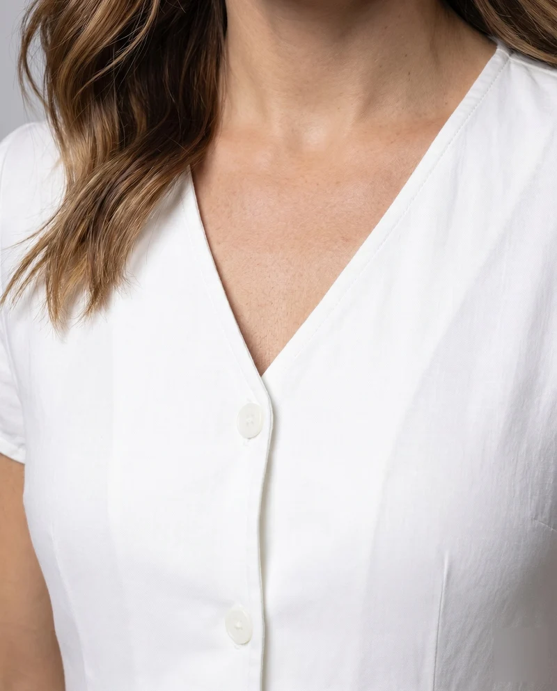 Damen Hemdblusenkleid mit Taillengürtel und Knopfdetails
