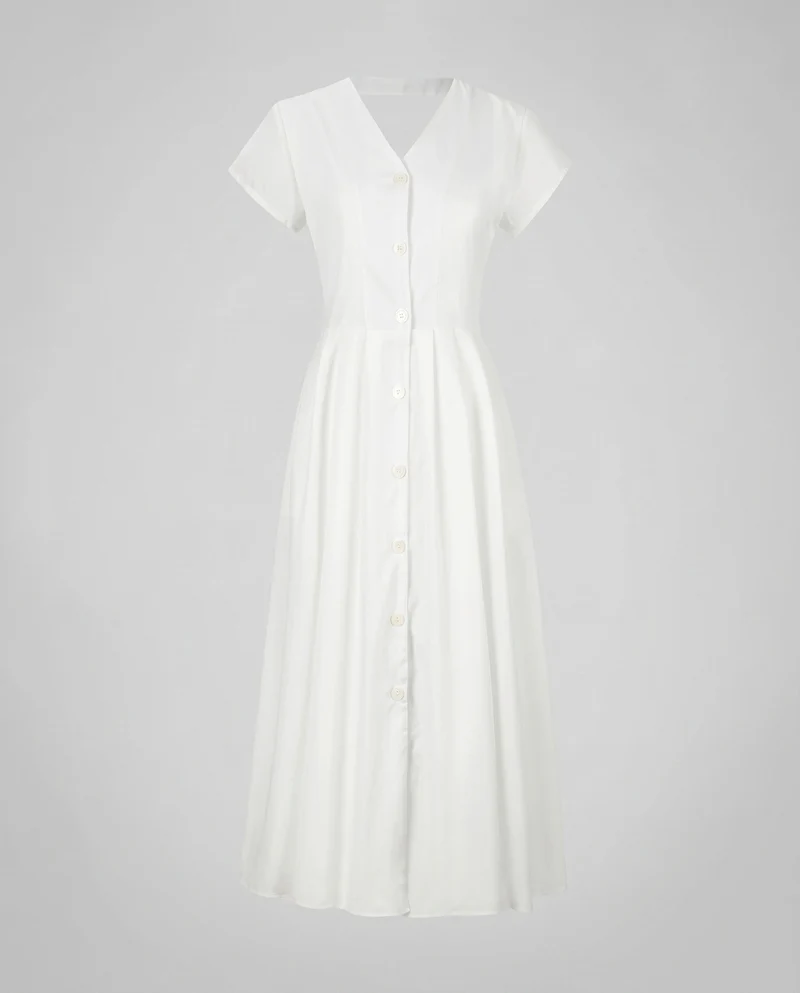 Damen Hemdblusenkleid mit Taillengürtel und Knopfdetails
