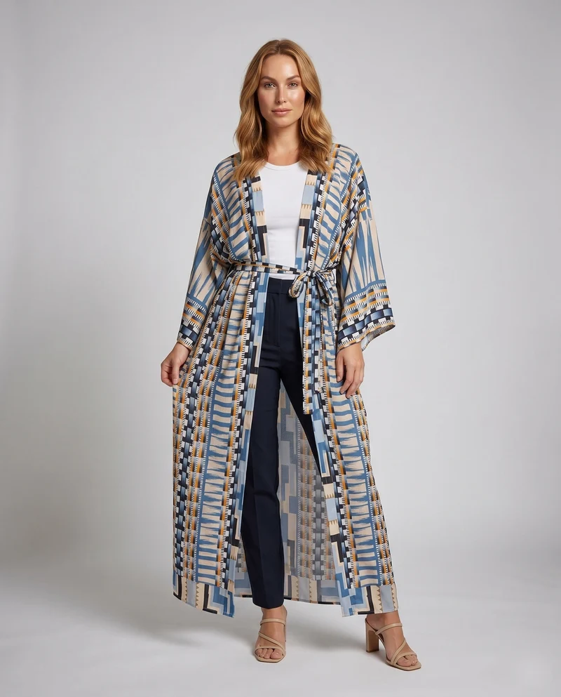 Damen Kaftan aus hochwertiger Baumwolle mit traditionellem Muster