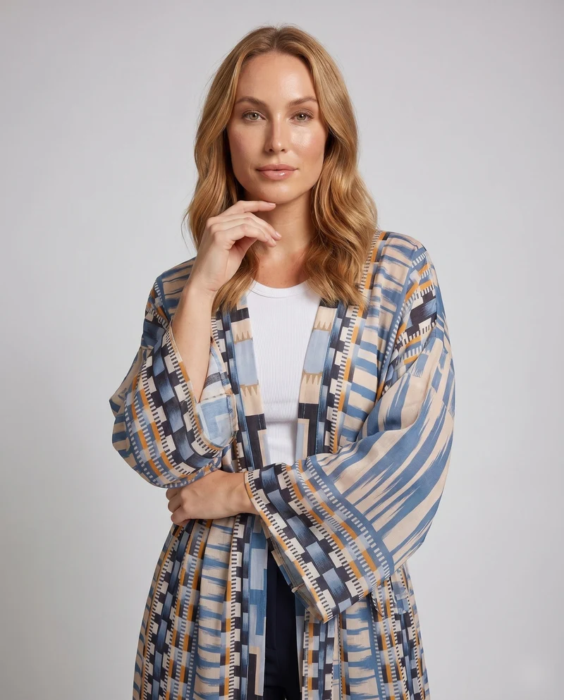 Damen Kaftan aus hochwertiger Baumwolle mit traditionellem Muster