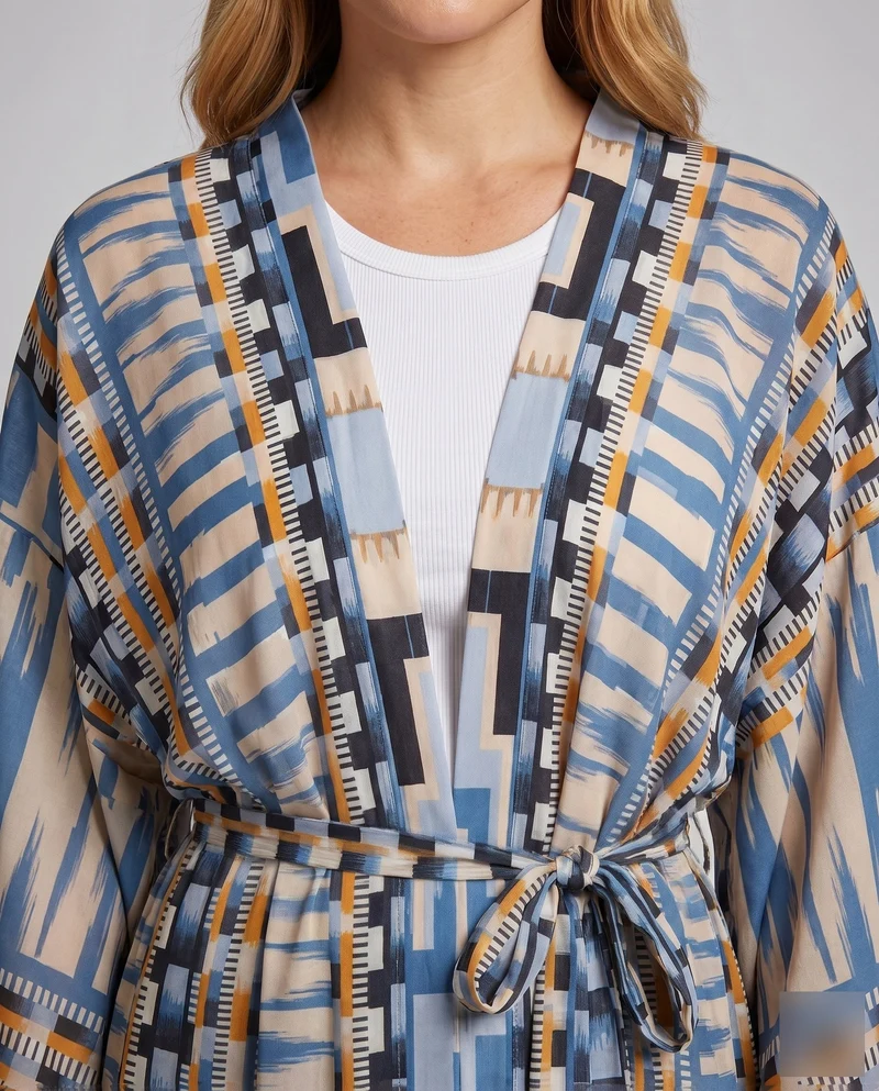 Damen Kaftan aus hochwertiger Baumwolle mit traditionellem Muster