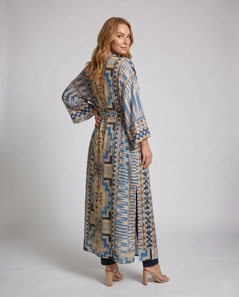 Damen Kaftan aus hochwertiger Baumwolle mit traditionellem Muster