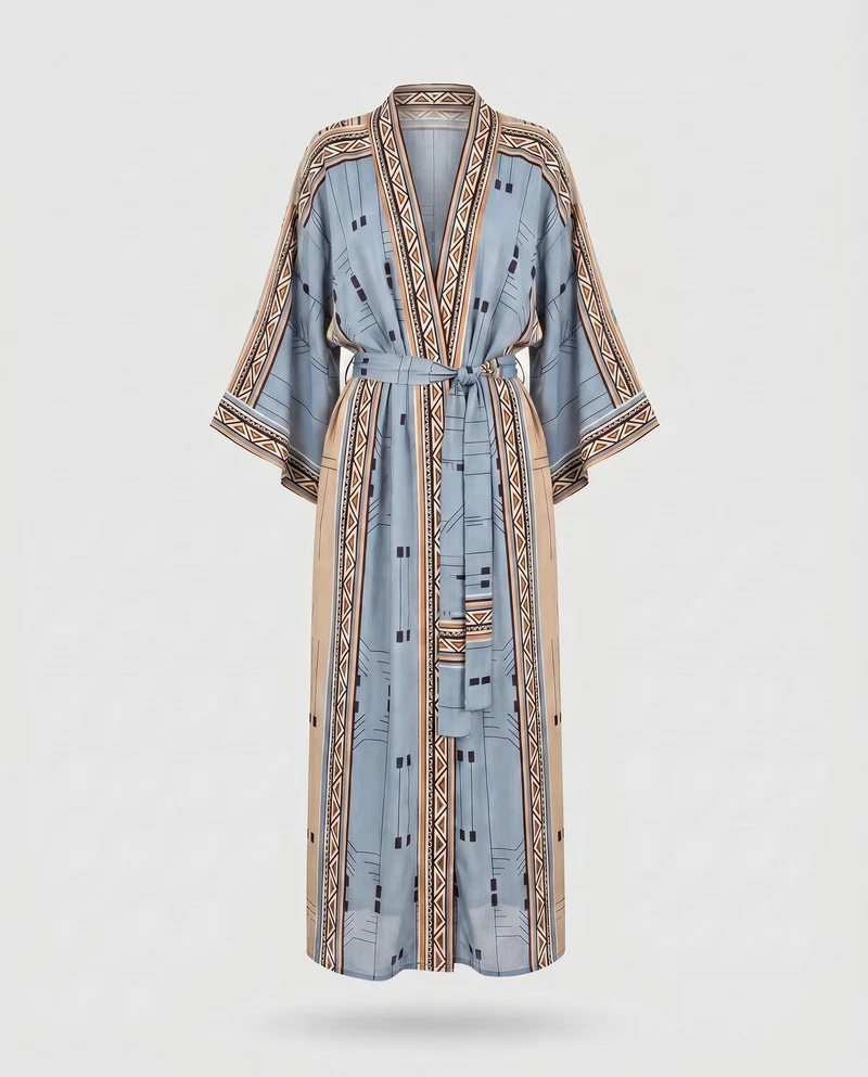 Damen Kaftan aus hochwertiger Baumwolle mit traditionellem Muster