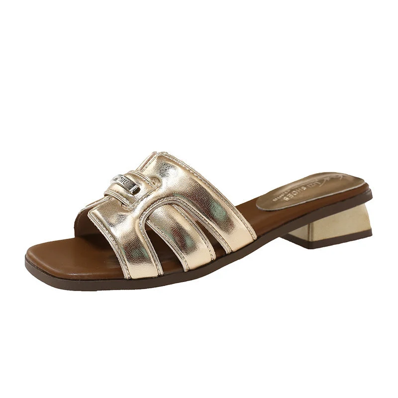Damen elegante Slide-Sandalen mit schimmerndem Riemendesign Nord Taschen