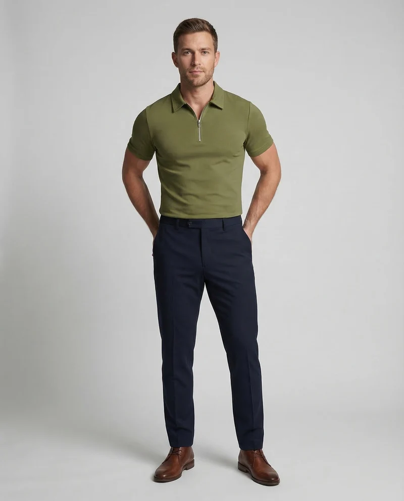 Herren Poloshirt Reißverschluss