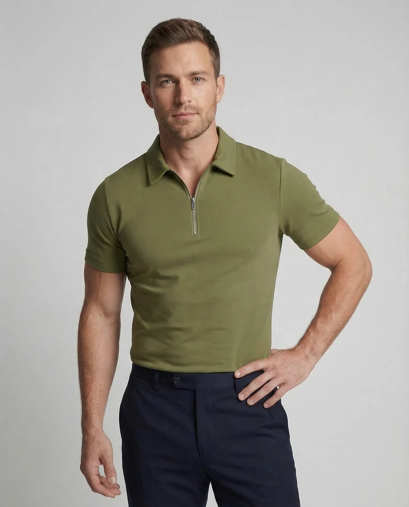 Herren Poloshirt Reißverschluss