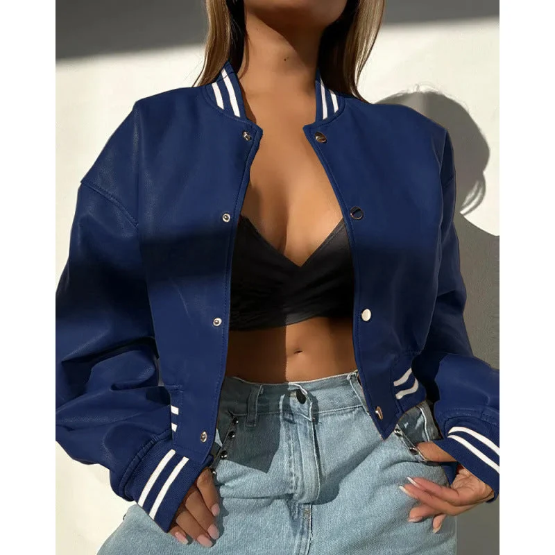 Damen Sportliche cropped Bomberjacke im Vintage-Stil