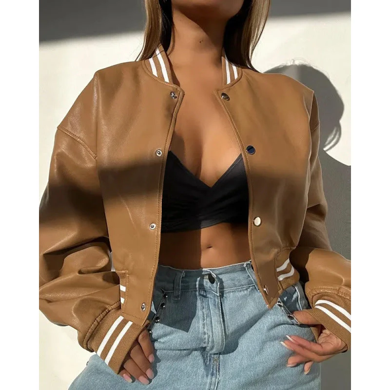 Damen Sportliche cropped Bomberjacke im Vintage-Stil