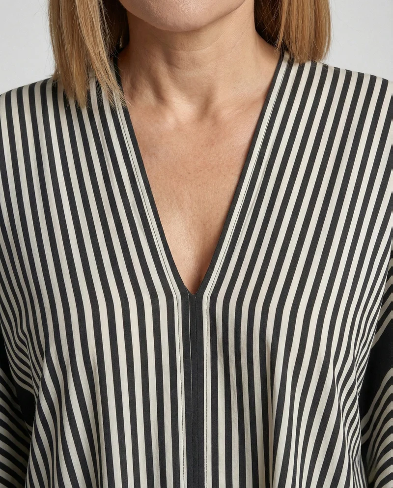 Damen Kaftan Kleid weit gestreift