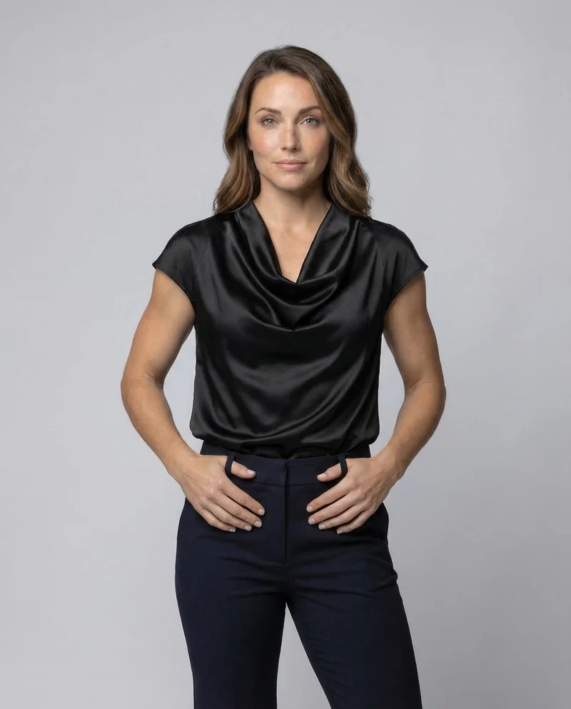 Damen Blusen-Top Wasserfallausschnitt