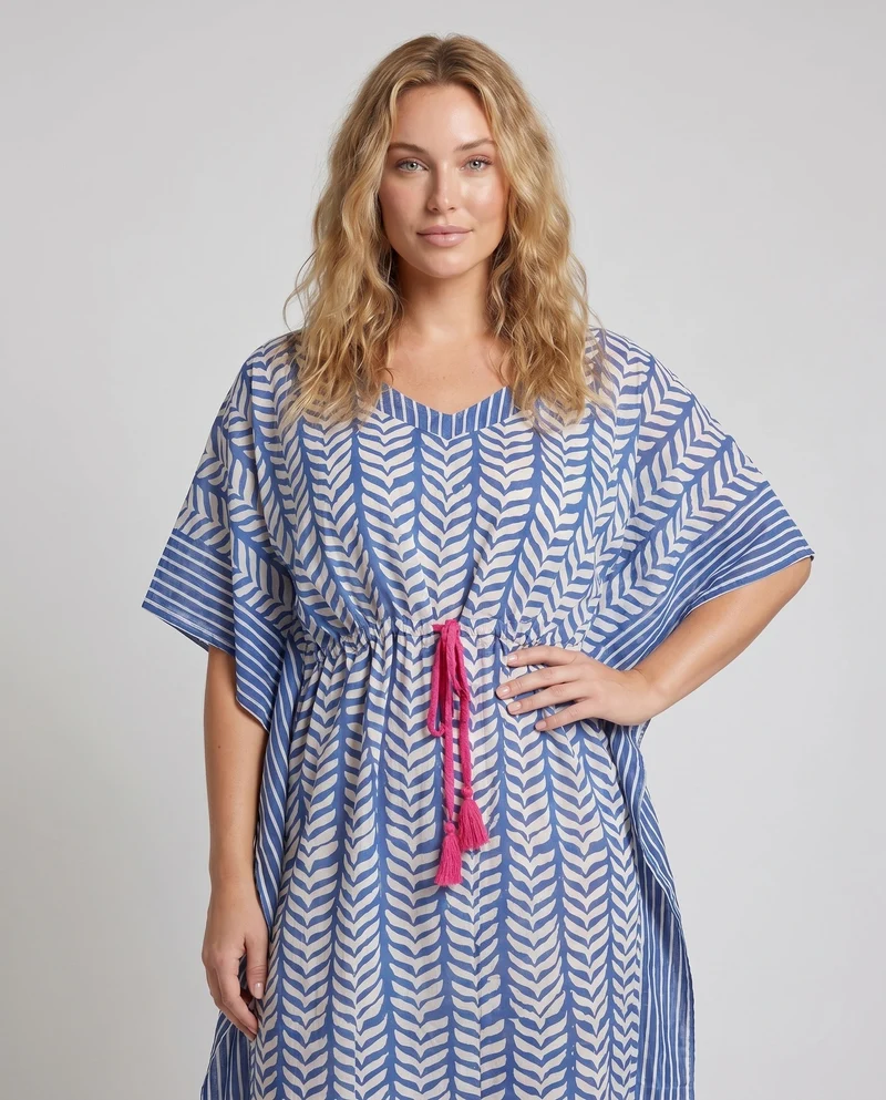 Damen Strandkleid im modernen Kaftan-Stil mit seitlichem BindNord Taschenand