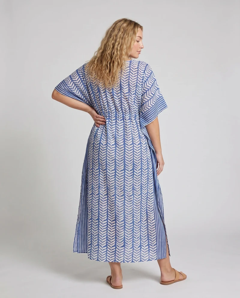 Damen Strandkleid im modernen Kaftan-Stil mit seitlichem BindNord Taschenand