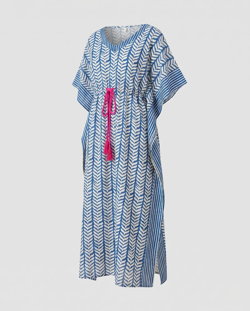 Damen Strandkleid im modernen Kaftan-Stil mit seitlichem BindNord Taschenand