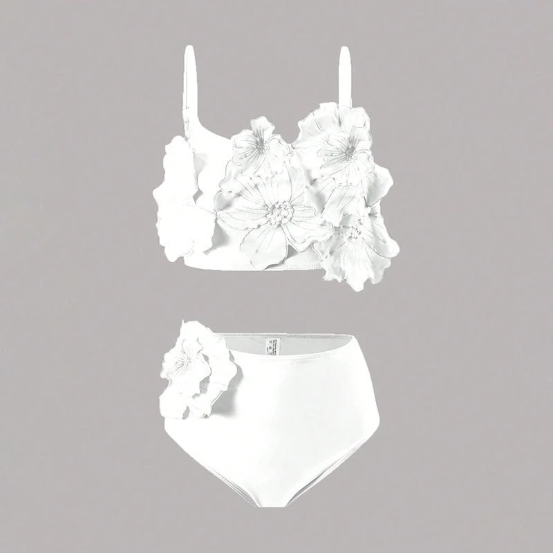 Damen Bikini-Set mit Blumenapplikationen