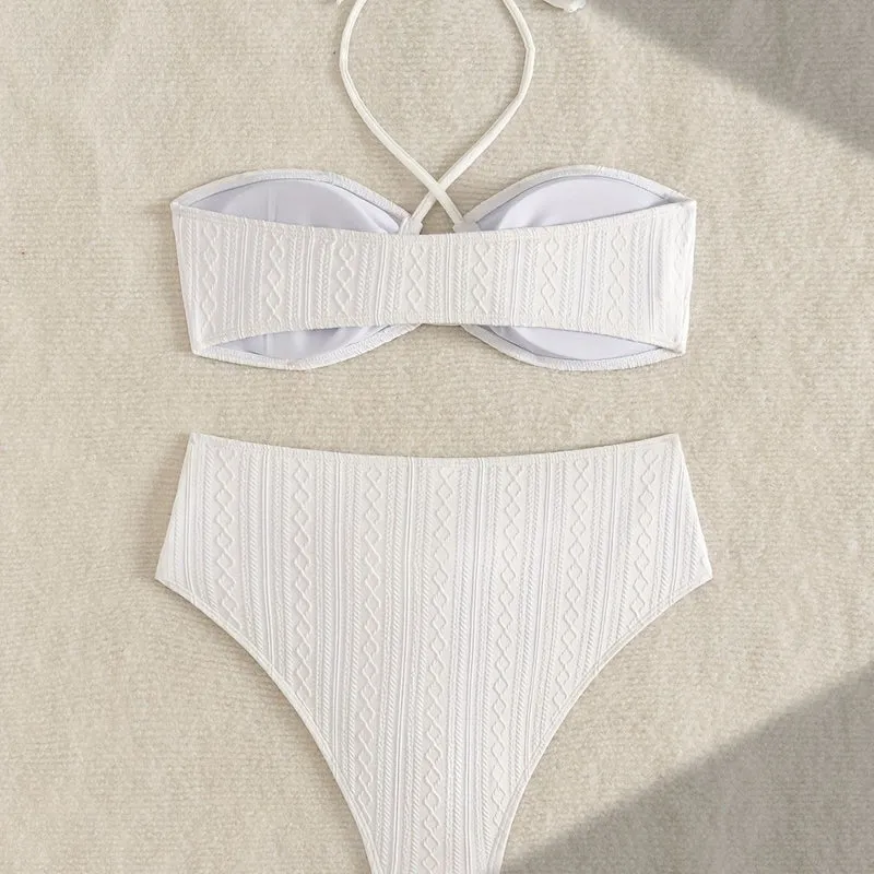 Damen Zweiteiler Bikinis mit Hochgeschnittenem Bund