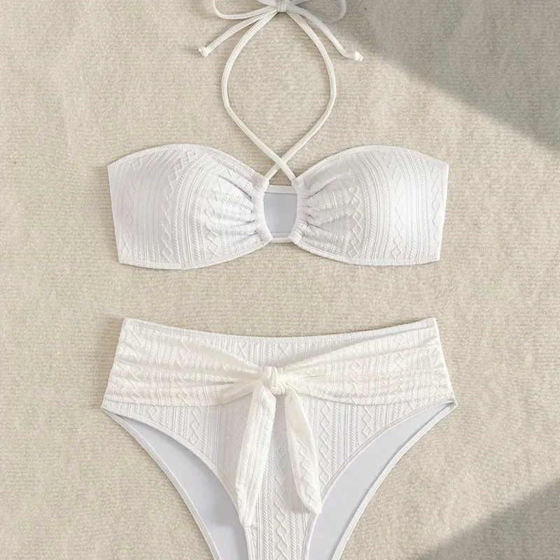 Damen Zweiteiler Bikinis mit Hochgeschnittenem Bund