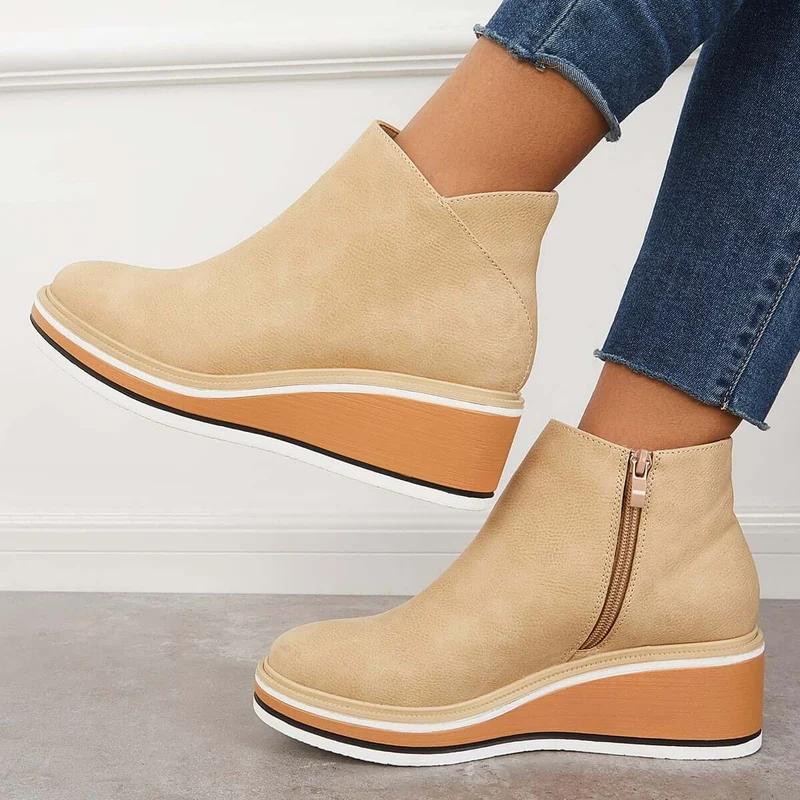 Stilvolle Stiefeletten mit Zipper und Plateau