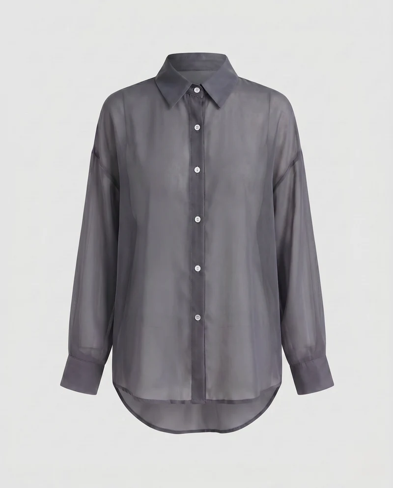 Damen Transparente Bluse mit elegantem Schnitt und unterlegtem Top