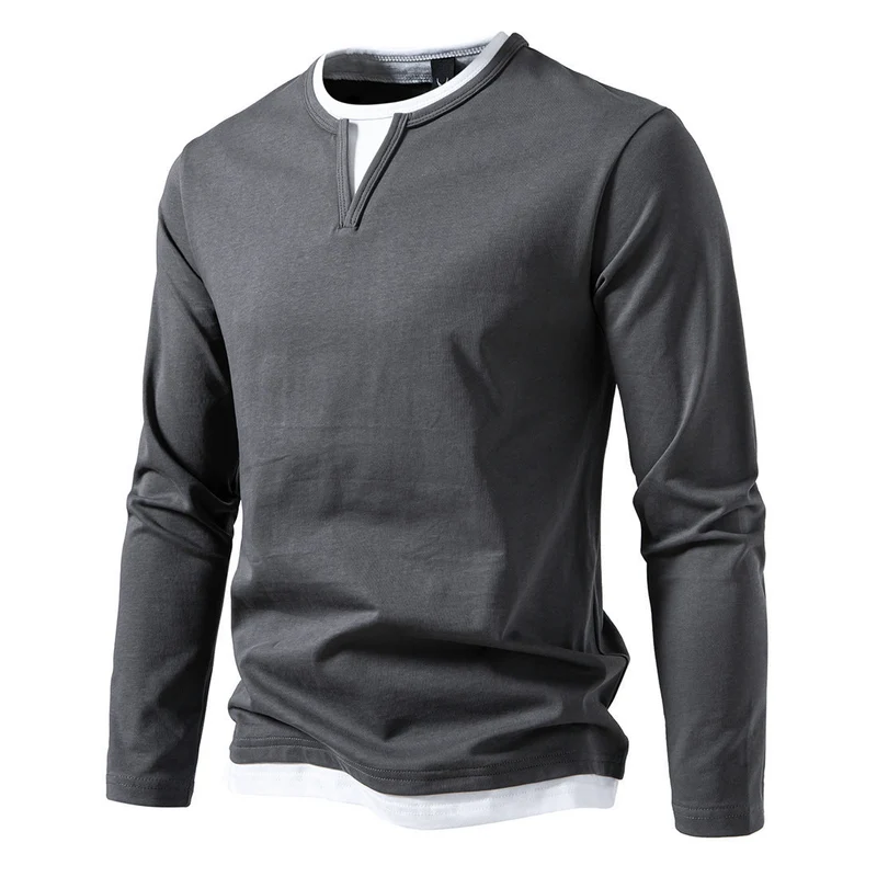 Herren Langarmshirt mit modernem V-Ausschnitt und coolen Layering-Details