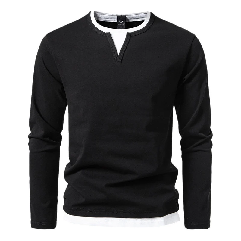 Herren Langarmshirt mit modernem V-Ausschnitt und coolen Layering-Details