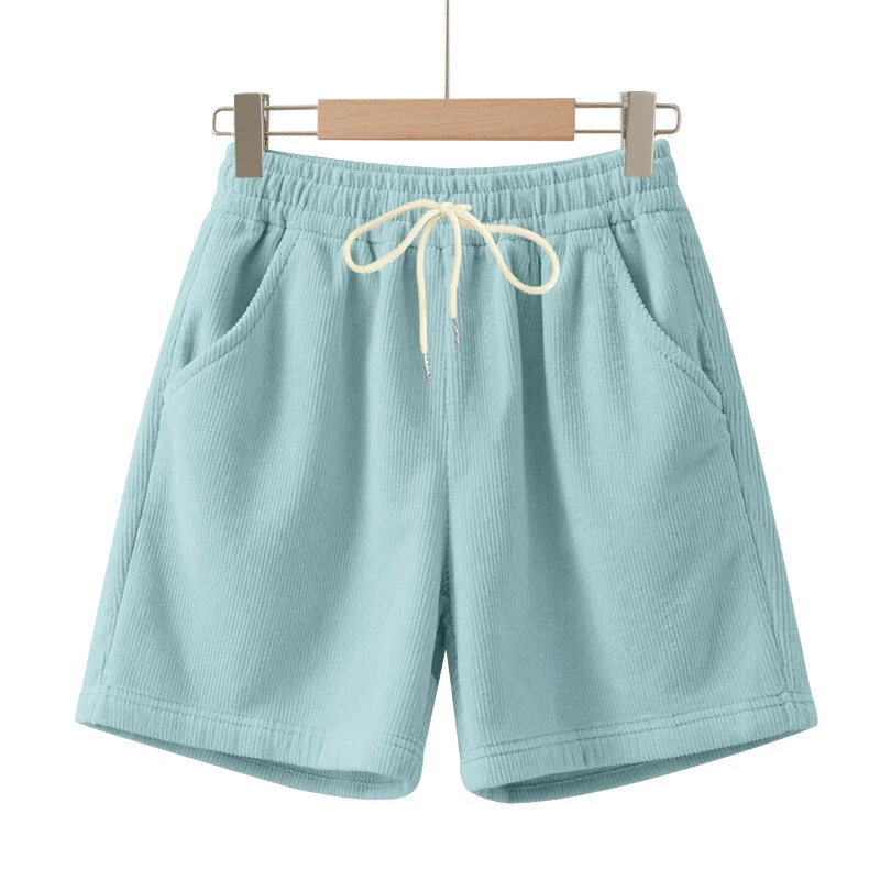 Herren nan gerippte Jersey-Shorts mit elastischem Bund, dekorativem Kordelzug und seitlichen Eingrifftaschen